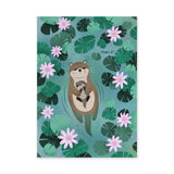 Otter Lily Pond Kids Wall Art – Mother and Baby Among Flowers