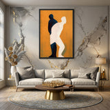 Overlapping Figures Abstract Wall Art – Orange Human Silhouette Print