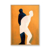 Overlapping Figures Abstract Wall Art – Orange Human Silhouette Print