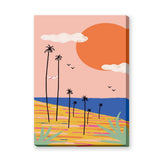Palm Beach Coastal Wall Art – Pastel Tropical Sunset Illustration