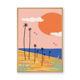 Palm Beach Coastal Wall Art – Pastel Tropical Sunset Illustration