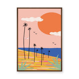 Palm Beach Coastal Wall Art – Pastel Tropical Sunset Illustration
