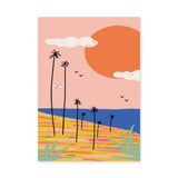 Palm Beach Coastal Wall Art – Pastel Tropical Sunset Illustration