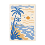 Palm Beach Sunset Coastal Wall Art – Blue Palms and Orange Sun