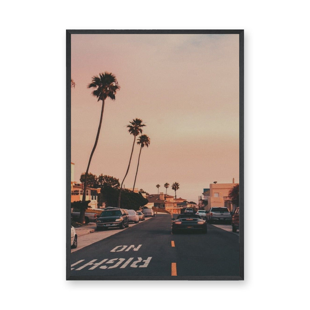 Palm Street Photography Vintage Wall Art – Sunset Road Scene