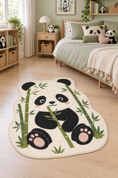 Panda Kids Area Rug in a bedroom