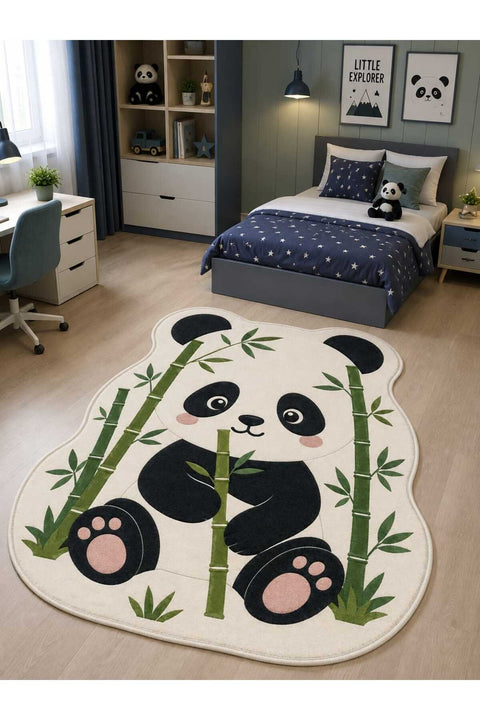 Panda Kids Area Rug in a bedroom