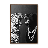 Panther and Leopard Modern Wall Art – Black White Pearls Fashion Print