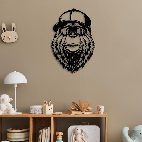 Papa Bear Metal Wall Art Decor