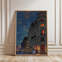 Paris Night Street Scene Wall Décor Poster – Aesthetic Parisian City Print for Home Décor