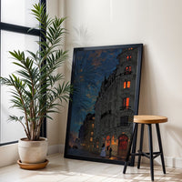 Paris Night Street Scene Wall Décor Poster – Aesthetic Parisian City Print for Home Décor