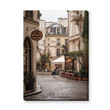 Paris Street Photography Vintage Wall Art – Cobblestone Café Scene