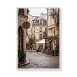 Paris Street Photography Vintage Wall Art – Cobblestone Café Scene