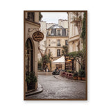 Paris Street Photography Vintage Wall Art – Cobblestone Café Scene