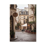 Paris Street Photography Vintage Wall Art – Cobblestone Café Scene