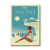 Pärnu Estonia Vintage Wall Art – Retro Seaside Pool Travel Print