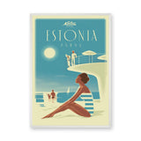 Pärnu Estonia Vintage Wall Art – Retro Seaside Pool Travel Print