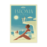 Pärnu Estonia Vintage Wall Art – Retro Seaside Pool Travel Print