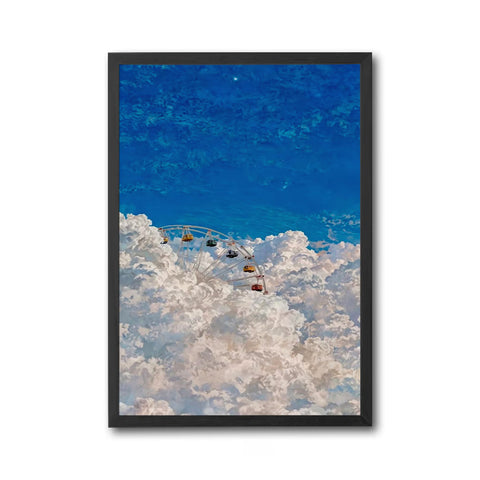 Pastel Ferris Wheel in Clouds Aesthetic Home Wall Décor Poster – Amusement Art Canvas Poster