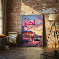 Pastel Sky Diner Retro Diner Heritage Home Art Wall Poster