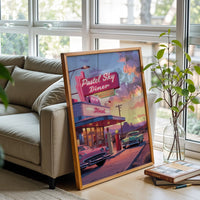 Pastel Sky Diner Retro Diner Heritage Home Art Wall Poster