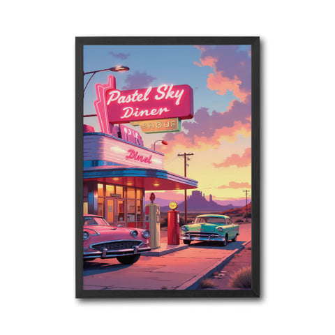 Pastel Sky Diner Retro Diner Heritage Home Art Wall Poster