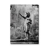 Peace Sign Girl Modern Wall Art – Black and White Teddy Bear Portrait