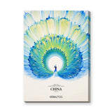 Peacock Typography Modern Wall Art – Blue China 2025 Fan Design