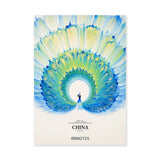 Peacock Typography Modern Wall Art – Blue China 2025 Fan Design