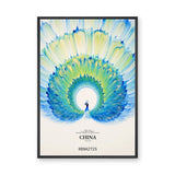 Peacock Typography Modern Wall Art – Blue China 2025 Fan Design