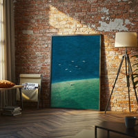 Person on Hill with Birds Aesthetic Landscape Wall Décor Poster