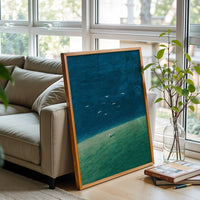 Person on Hill with Birds Aesthetic Landscape Wall Décor Poster