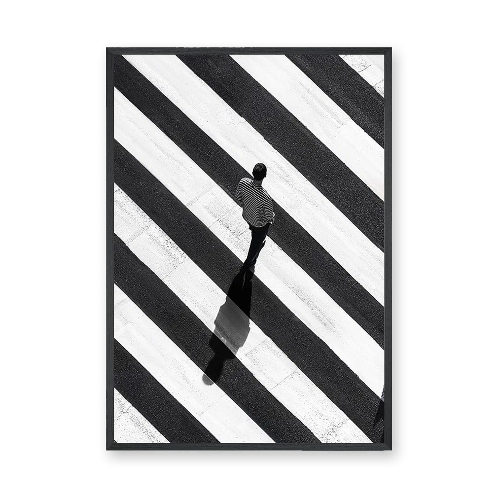 Photography Minimalist Wall Art – Black White Crosswalk Portrait