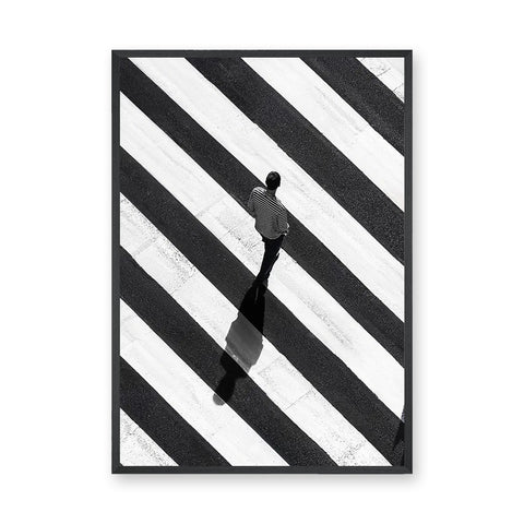 Photography Minimalist Wall Art – Black White Crosswalk Portrait