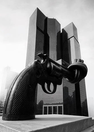 Photography Modern Minimalist Wall Art – Knotted Gun Sculpture Photo