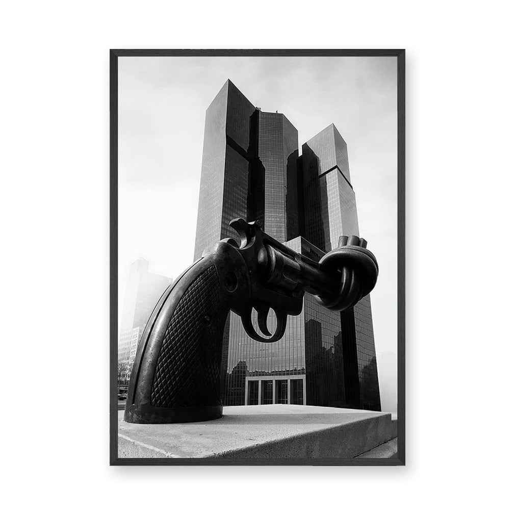 Photography Modern Minimalist Wall Art – Knotted Gun Sculpture Photo