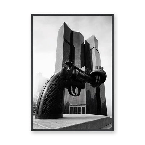 Photography Modern Minimalist Wall Art – Knotted Gun Sculpture Photo