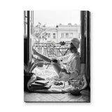 Photography Vintage Wall Art – Black and White Champagne Balcony Portrait