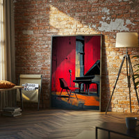 Piano and Microphone Aesthetic Wall Décor Print