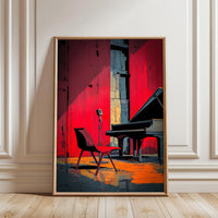Piano and Microphone Aesthetic Wall Décor Print