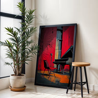 Piano and Microphone Aesthetic Wall Décor Print