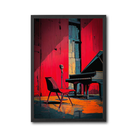 Piano and Microphone Aesthetic Wall Décor Print