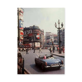 Piccadilly Circus Vintage Wall Art – London Street Photo with Blue Convertible
