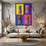 Pineapple Pop Art Wall Art – Colorful Tropical Fruit Grid