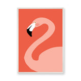 Pink Flamingo Minimalist Wall Art – Coral Red Modern Bird Illustration