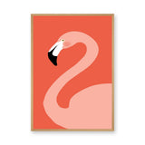 Pink Flamingo Minimalist Wall Art – Coral Red Modern Bird Illustration