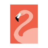 Pink Flamingo Minimalist Wall Art – Coral Red Modern Bird Illustration