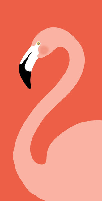 Pink Flamingo Minimalist Wall Art – Coral Red Modern Bird Illustration