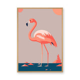 Pink Flamingo Modern Wall Art – Minimalist Teal Coastal Bird Print