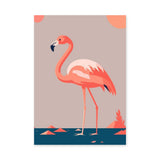 Pink Flamingo Modern Wall Art – Minimalist Teal Coastal Bird Print